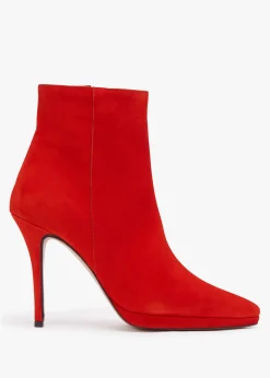 Clearance DANIEL Abigail Red Suede Platform Ankle Boots