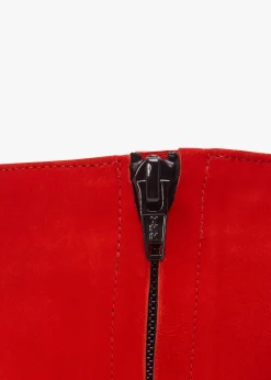 Clearance DANIEL Abigail Red Suede Platform Ankle Boots