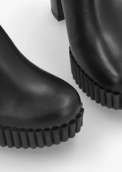 Hot ALPE Ablush Black Leather Platform High Heel Ankle Boots
