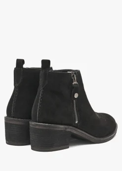 Fashion ALPE Ackie Black Suede Western Ankle Boots