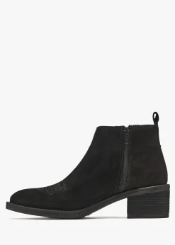 Fashion ALPE Ackie Black Suede Western Ankle Boots