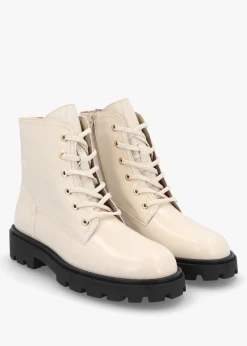 Best ALPE Acorn White Patent Leather Lace Up Ankle Boots