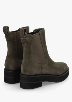 Fashion LAUREN RALPH LAUREN Adrianna Dark Olive Suede Chunky Chelsea Boots