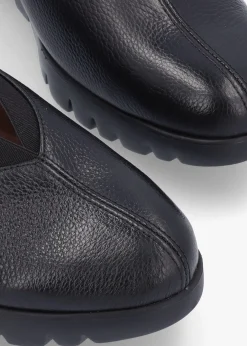 New WONDERS Agadir Black Leather Wedge Shoes