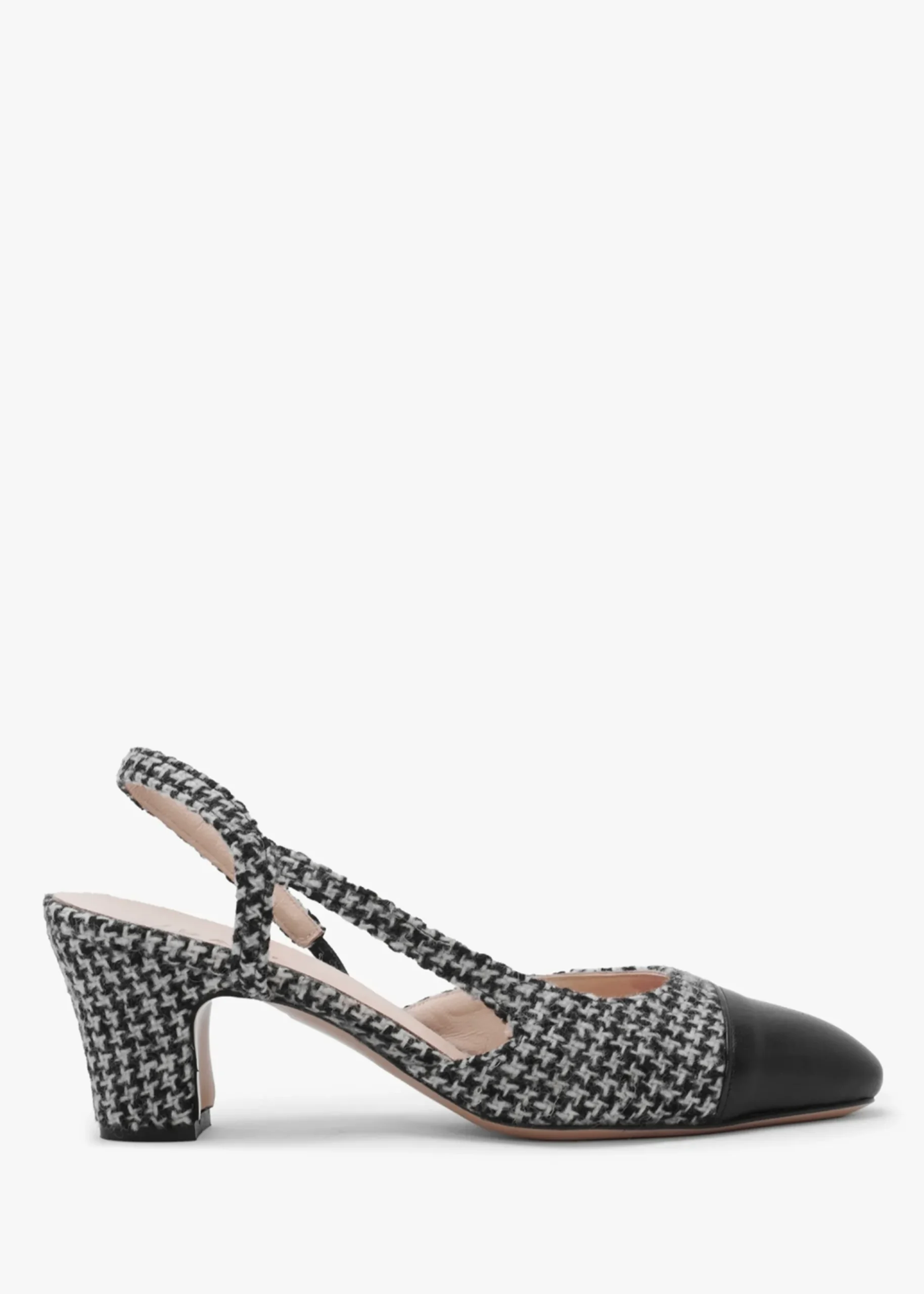 Clearance DANIEL Akira Black Houndstooth Block Heel Slingbacks