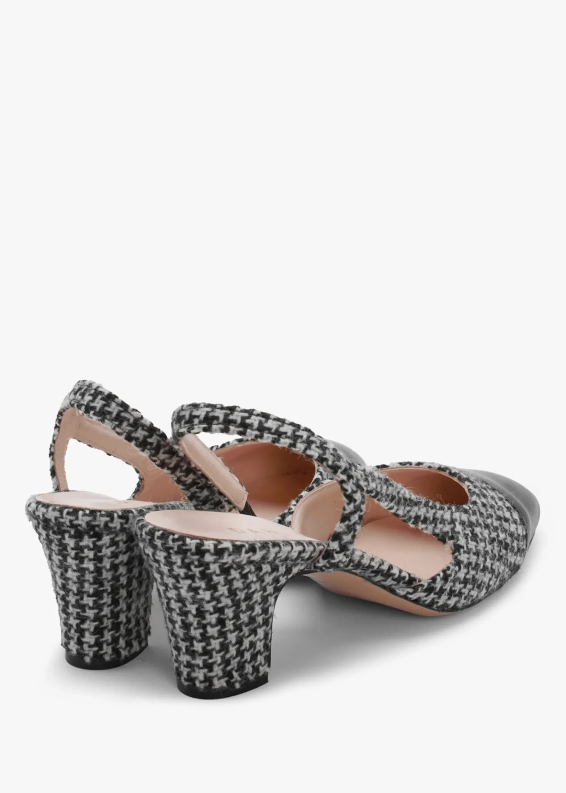 Clearance DANIEL Akira Black Houndstooth Block Heel Slingbacks