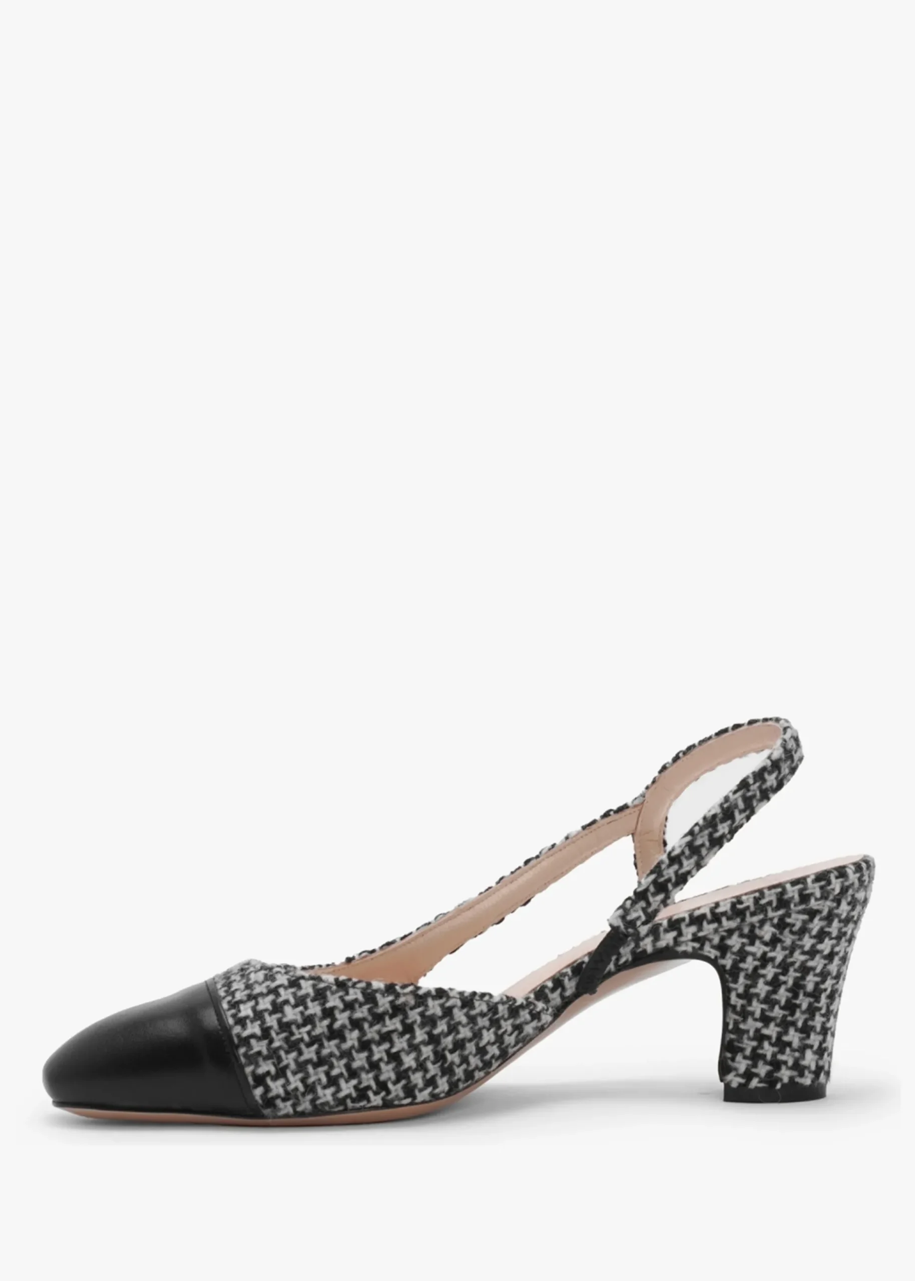 Clearance DANIEL Akira Black Houndstooth Block Heel Slingbacks