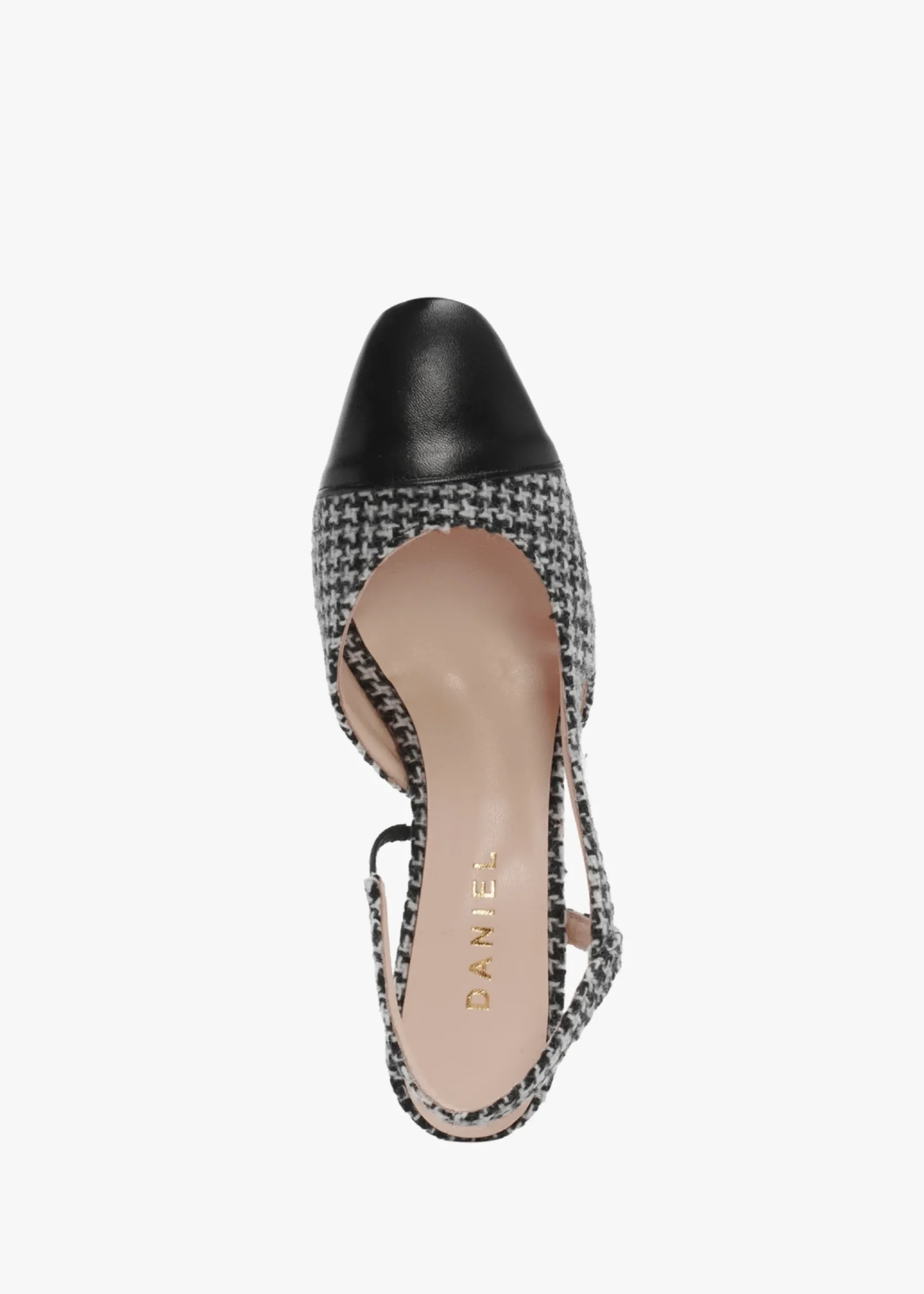 Clearance DANIEL Akira Black Houndstooth Block Heel Slingbacks