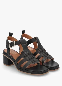 Best ALPE Akure Black Leather Block Heel Fisherman Sandals