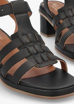 Best ALPE Akure Black Leather Block Heel Fisherman Sandals