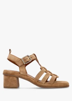 New ALPE Akure Tan Suede Block Heel Fisherman Sandals