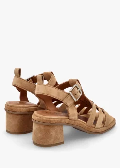 New ALPE Akure Tan Suede Block Heel Fisherman Sandals