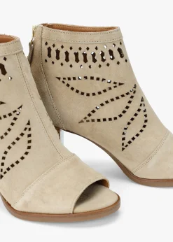 Discount ALPE Albany Beige Suede Perforated Block Heel Shoe Boots