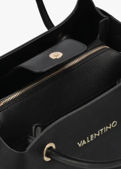 Discount VALENTINO BAGS Alexia Black Logo Strap Tote Bag