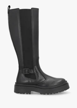 Online BARBOUR INTERNATIONAL Alicia Black Leather Knee High Chelsea Boots