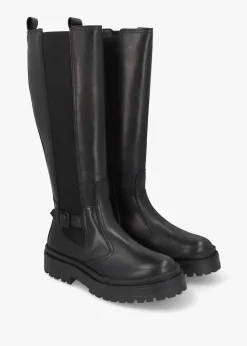 Online BARBOUR INTERNATIONAL Alicia Black Leather Knee High Chelsea Boots