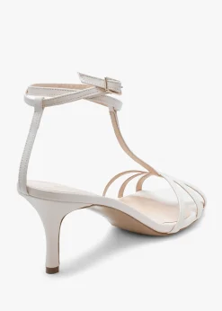 Fashion DANIEL Alina White Leather Strappy Kitten Heel Sandals