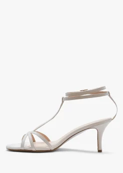 Fashion DANIEL Alina White Leather Strappy Kitten Heel Sandals