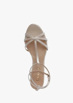 Fashion DANIEL Alina White Leather Strappy Kitten Heel Sandals