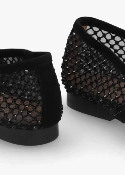 New DANIEL Alma Black Suede Crystal Mesh Mary Jane Pumps