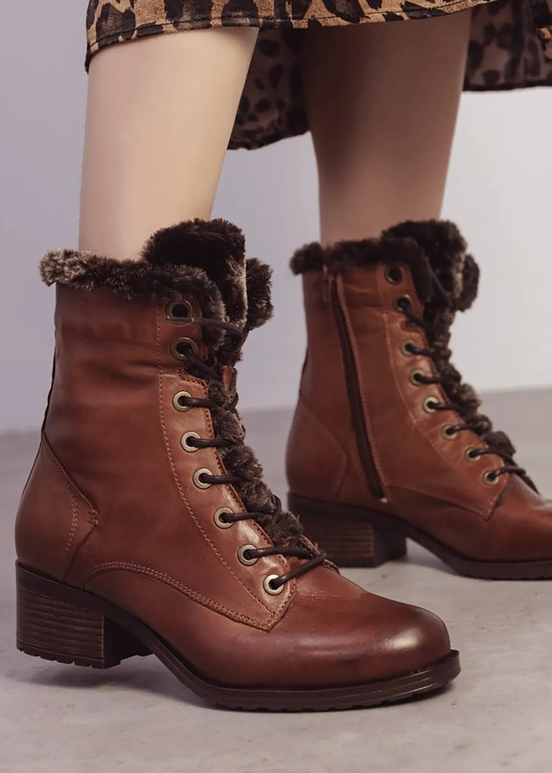 Best MODA IN PELLE Alpinne Tan Leather Tall Ankle Boots