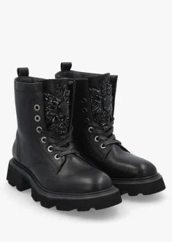 Online DANIEL Amari Black Leather Embellished Ankle Boots