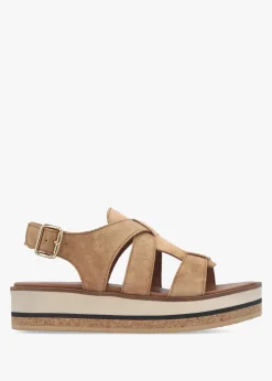 Outlet ALPE Amsty Tan Suede Slab Sole Fisherman Sandals