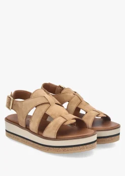 Outlet ALPE Amsty Tan Suede Slab Sole Fisherman Sandals