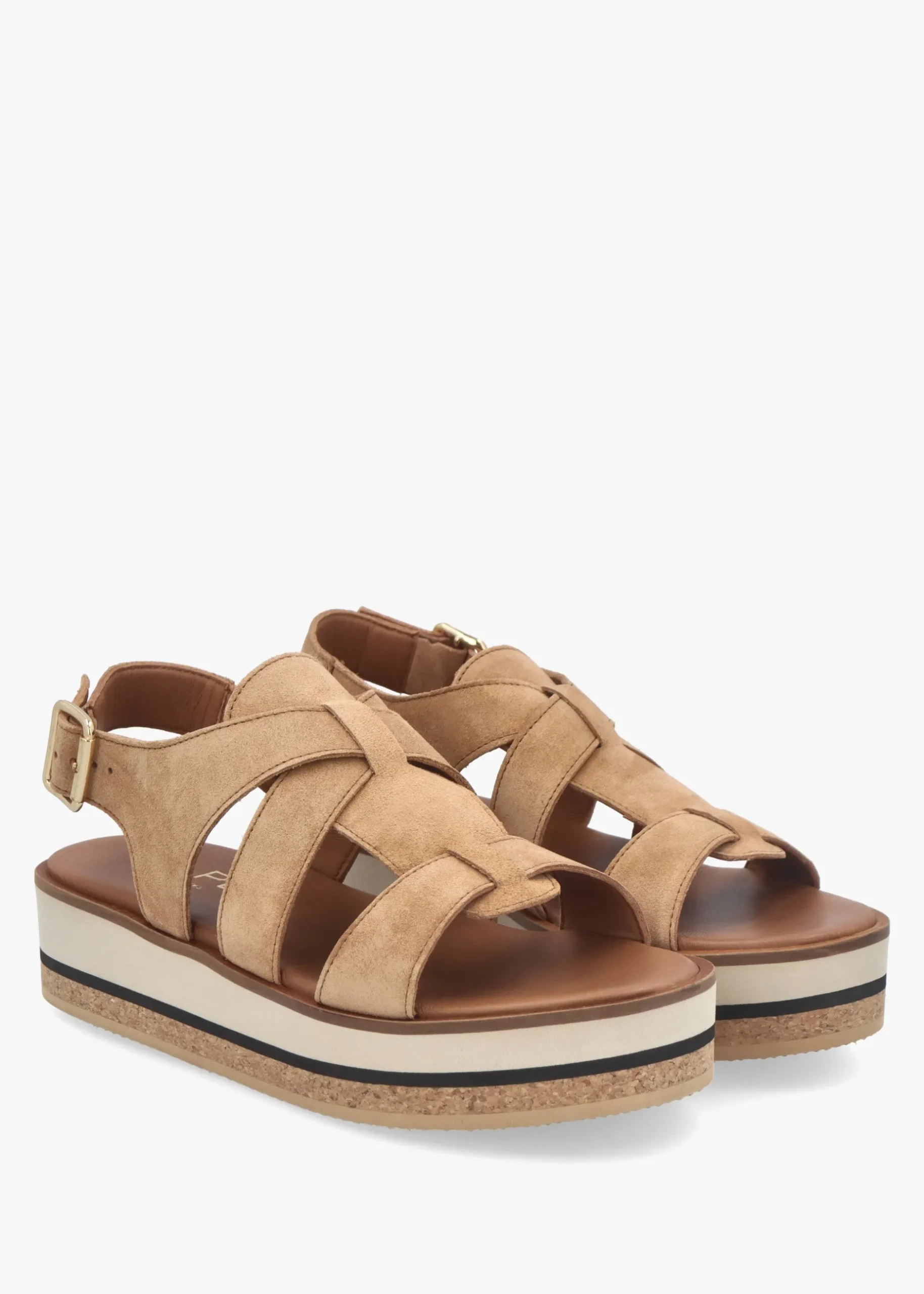 Outlet ALPE Amsty Tan Suede Slab Sole Fisherman Sandals