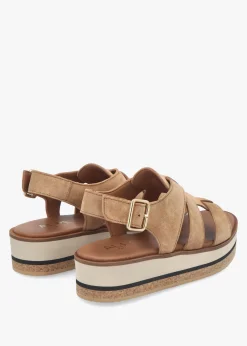 Outlet ALPE Amsty Tan Suede Slab Sole Fisherman Sandals