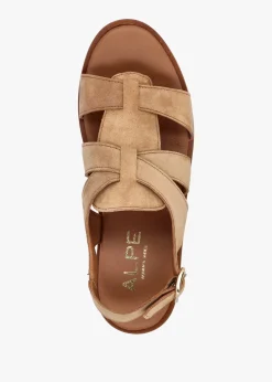 Outlet ALPE Amsty Tan Suede Slab Sole Fisherman Sandals