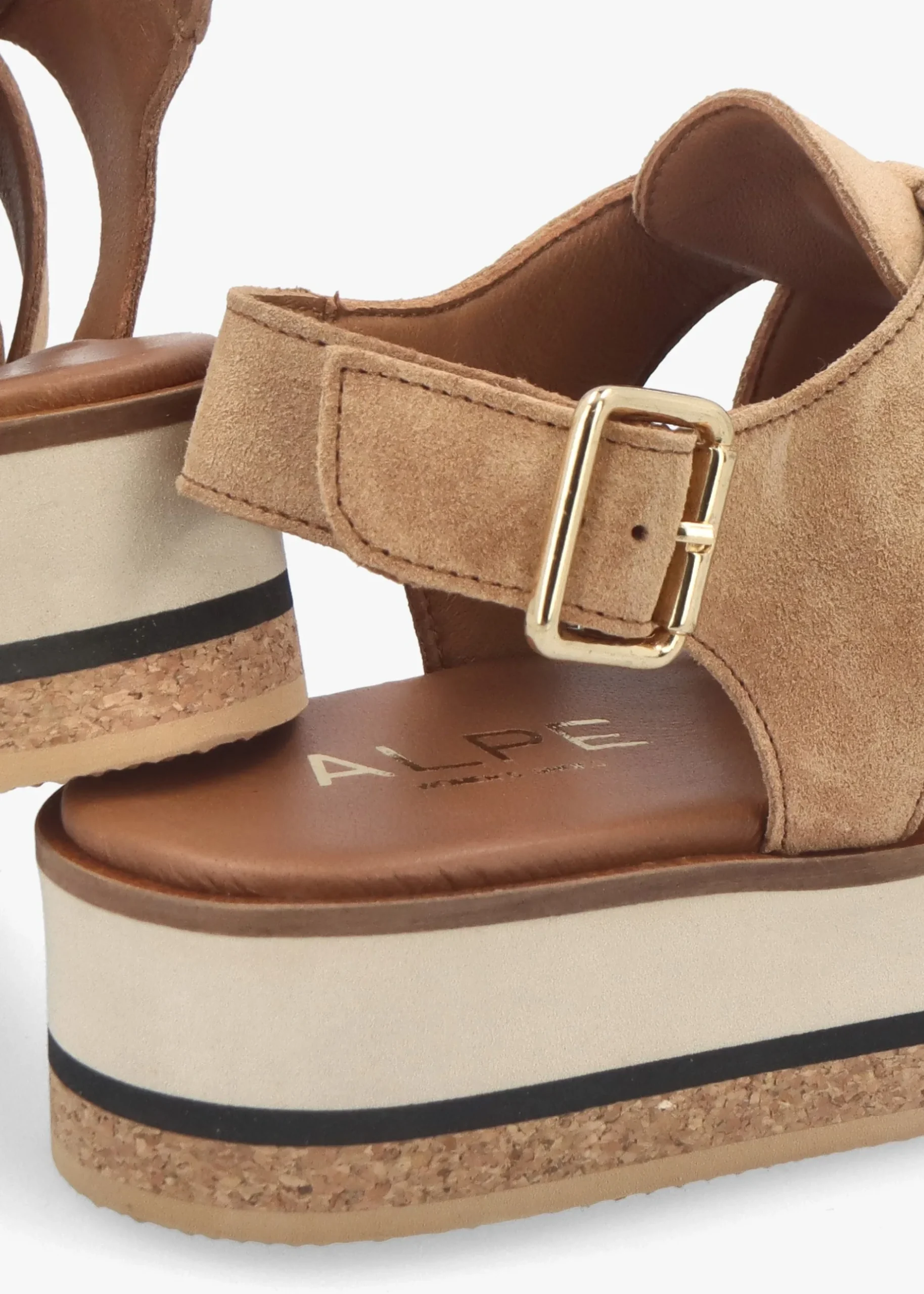 Outlet ALPE Amsty Tan Suede Slab Sole Fisherman Sandals