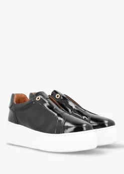 Discount MODA IN PELLE Aneeba Black Patent Leather Slip On Trainers