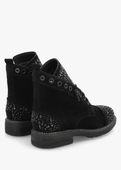 Clearance DANIEL Angel Black Suede Diamante Embellished Ankle Boots