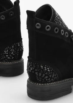 Clearance DANIEL Angel Black Suede Diamante Embellished Ankle Boots