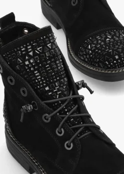 Clearance DANIEL Angel Black Suede Diamante Embellished Ankle Boots