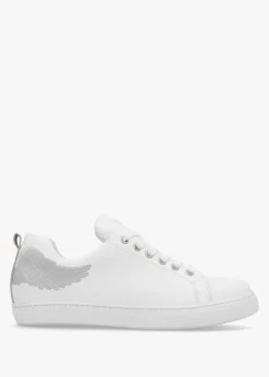 Online MARTE Angels Ease White Leather Silver Wing Trainers