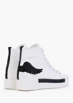 Fashion MARTE Angels White Leather Black Wing High Top Trainers