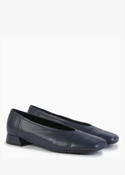 Outlet DANIEL Angled Navy Leather Square Toe Pumps