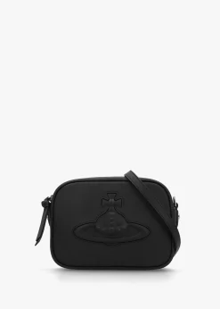 New VIVIENNE WESTWOOD Anna Injected Orb Black Smooth Leather Camera Bag
