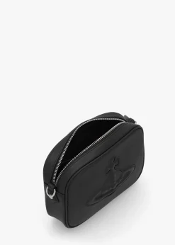 New VIVIENNE WESTWOOD Anna Injected Orb Black Smooth Leather Camera Bag