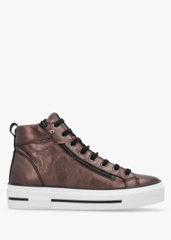 Sale MODA IN PELLE Annaken Pewter Leather High Top Trainers