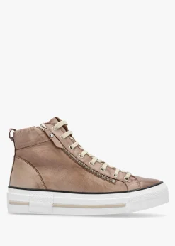 Sale MODA IN PELLE Annaken Taupe Leather High Top Trainers