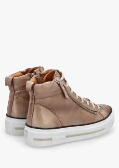 Sale MODA IN PELLE Annaken Taupe Leather High Top Trainers