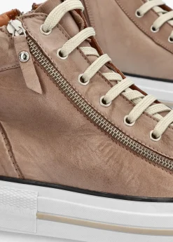 Sale MODA IN PELLE Annaken Taupe Leather High Top Trainers
