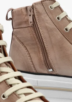 Sale MODA IN PELLE Annaken Taupe Leather High Top Trainers