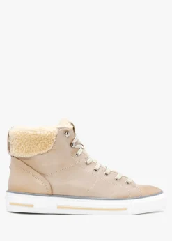 Discount MODA IN PELLE Anniia Cream Leather High Top Trainers