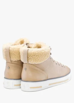 Discount MODA IN PELLE Anniia Cream Leather High Top Trainers