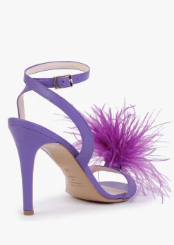 Hot DANIEL Anost Purple Leather Feather Heeled Sandals