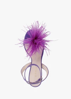 Hot DANIEL Anost Purple Leather Feather Heeled Sandals
